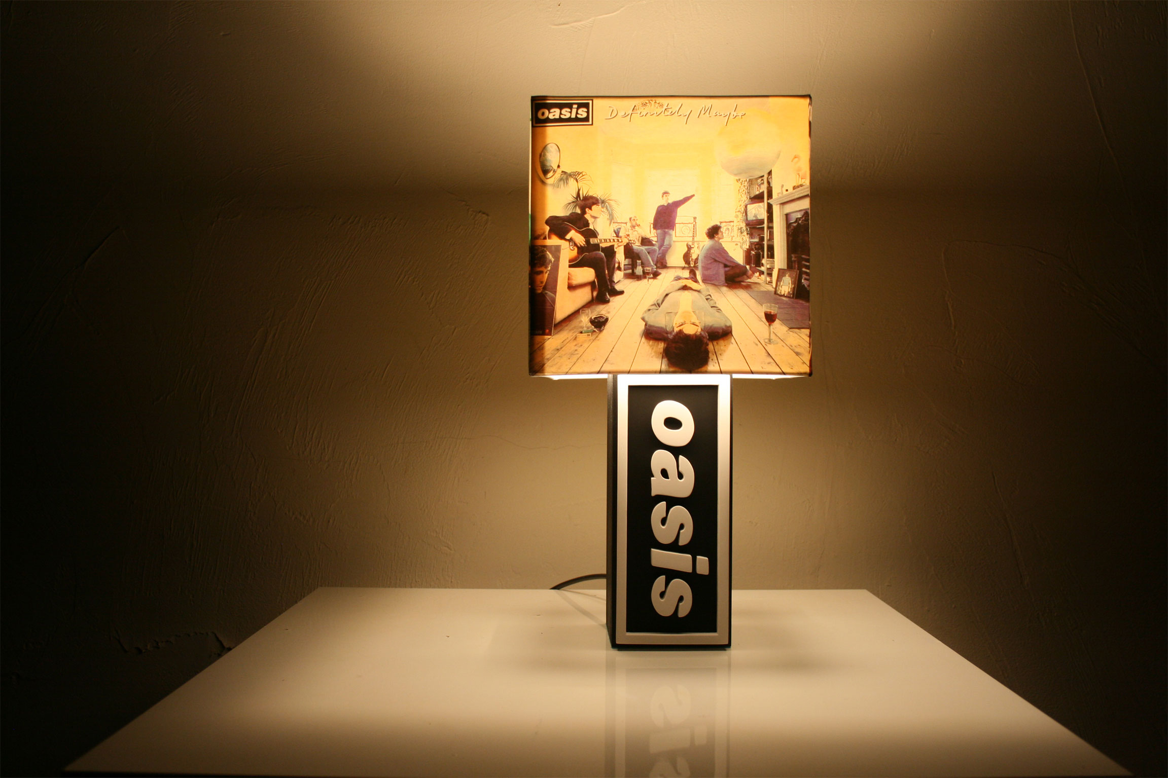 Handmade Oasis Lamp + Album Cover Shade The Records Ticking